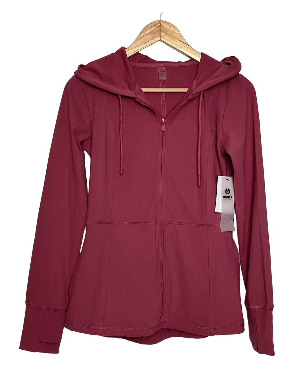 Mono B Mauve Pink Hooded Full Zip Activewear Jacket Size Small